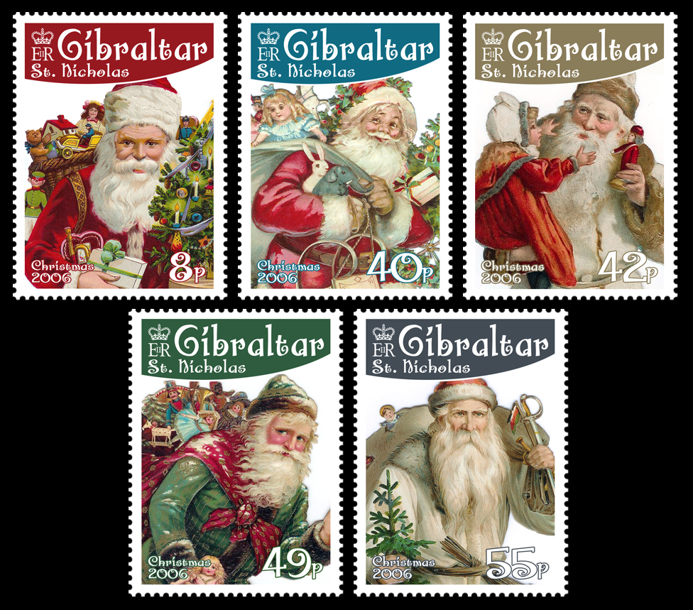 Large View of St. Nicholas stamps for Gibraltar, Christmas 2006